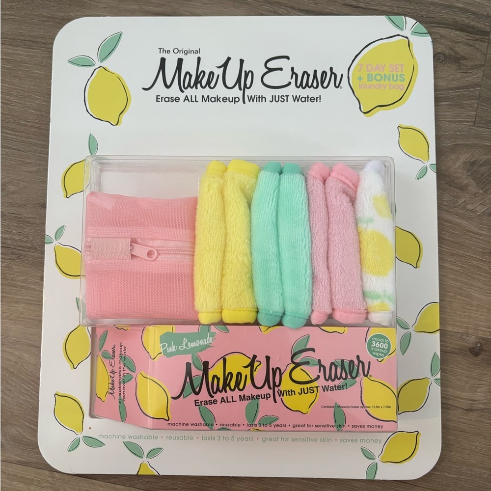 MakeUp Eraser 7 day Lemon Print Set + Laundry Bag